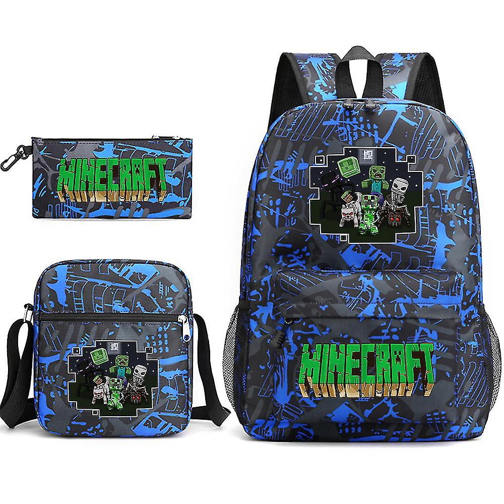 Minecraft Backpack Three-piece Set School Bag For Teenagers Kids Student Unisex Shoulder Bag Pencil Case