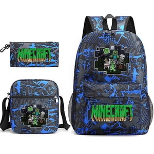 Minecraft Backpack Three-piece Set School Bag For Teenagers Kids Student Unisex Shoulder Bag Pencil Case