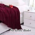 thumbnail image 2 of PiccoCasa 1 Pcs Home Warm Soft Microplush Fleece Solid Throw Blanket Burgundy 70" x 78", 2 of 10