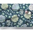thumbnail image 3 of Soimoi Blue polyester Crepe Fabric Leaves & Flower Floral Decor Fabric Printed Yard 52 Inch Wide, 3 of 3