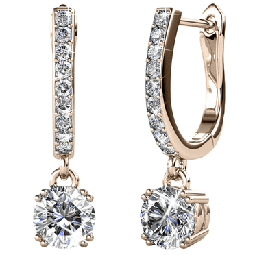Cate & Chloe McKenzie 18k Rose Gold Plated Dangle Earrings with Swarovski Crystals for Women