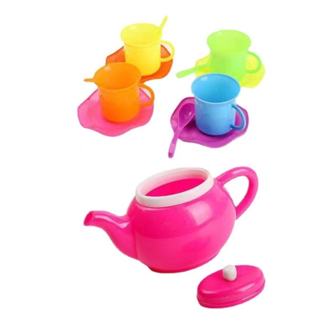 CUITING Pretend Play Kids Tea Party Set Washer Plastic Tea Cups for Tea Party Plastic Tea Set for Little Girls 3+ and Boyss Kids Tea Set Pretend Play Set