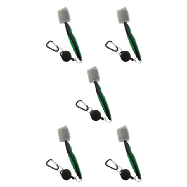 Ruiboury Brosse de Club de Golf Portable à Main Remplacement Brosses à Chaussures Double Face Vert avec Couvercle 5ensemble