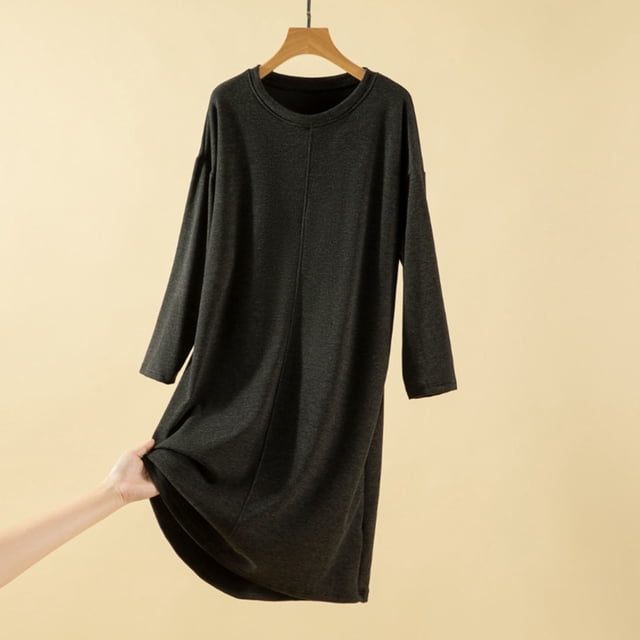 HongQid Chemises de Nuit Manches 3/4 Chemise de Nuit Col Rond Douce Tenue de Nuit Décontractée Chemises de Sommeil Robe de Pyjama Ample avec Poitrine Rembourrée