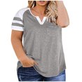 thumbnail image 1 of Summer Plus Size Summer Tops for Women Trendy Women‘s Plus-Size Tops For Women Summer V Neck T Shirts Color Block Raglan Tees V Neck Tshirt Women on Clearance, 1 of 2