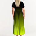 thumbnail image 4 of Penkiiy Robe à Manches Courtes pour Femmes à Imprimé Dégradé, Ample, Unie, Décontractée, d'Été, Fluide, à Étages, Longue Maxi avec Poches, P Jaune, 4 of 7
