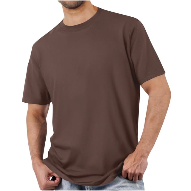 Diufon Men's Athletic T-Shirts Cotton Breathable Short Sleeve Crewneck Pullover Tops Solid Color Basic Shirt