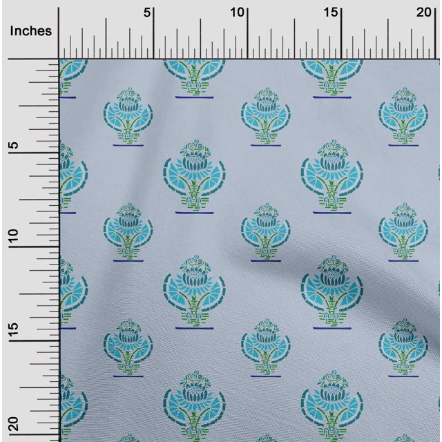 oneOone Georgette Viscose Fabric Floral Block Printed Craft Fabric BTY 42 Inch Wide
