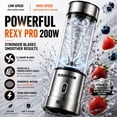 thumbnail image 4 of Portable Smoothie blender ROSEVIEW Glass bottle 200W 15 oZ USB rechargeable mini Handheld Ice Shakes Cup blend juicer Cordless blender Personal smoothies maker Fruit mixer, 4 of 8