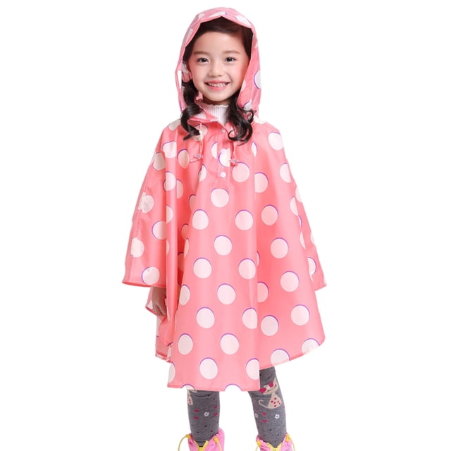 MIASHUI Poncho de Pluie pour Enfants Réutilisable Imperméable pour Tout-Petits, Rose, 8-9 Ans