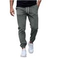 thumbnail image 2 of Ceisia Men Solid Color Loose Casual Pants Elastic Waist Drawstring Sports Gift Work Trousers, 2 of 8