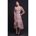 thumbnail image 3 of Bimba Cotton Pink Ranunculus & Chrysanthemum Floral Printed Ladies Asymmetrical Pocket ShiftDressShort Sleeve V Neck MidiDress-XX-Large, 3 of 4