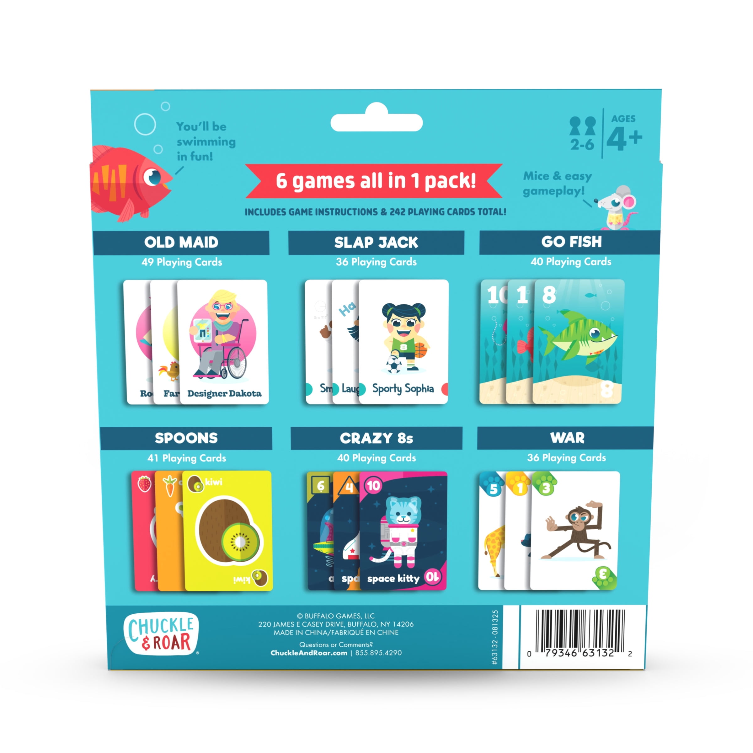 Jeu de cartes varié Chuckle & Roar, lot de 6, pour enfants de 4 ans et plus, par Buffalo Games