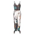thumbnail image 3 of Kmbangi Women Sexy Jumpsuit+Printed Pattern Deep V-neck Sleeveless Overalls, 3 of 8