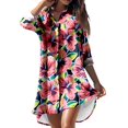 thumbnail image 3 of Ruimatai Hauts pour Femmes Grande Taille Chic Robe de Plage pour Femmes Grande Taille Été Décontractée Col Rabattu Manches Longues Blouse Imprimée Boutons avec Poche Robes Chemise, 3 of 7