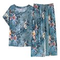 thumbnail image 1 of Coofit Ensemble de Pyjama pour Femmes 2 Pcs, Pyjama de Nuit à Manches Courtes à Motif Floral, Haut d'Été avec Pantalon, 1 of 6