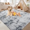 thumbnail image 2 of FairOnly 9'x12' Fluffy Area Rug Indoor Soft Fuzzy Shaggy Carpet Floor Rugs with Non-Slip Backing for Living Room Bedroom Home Decor, Light Gray, 2 of 9