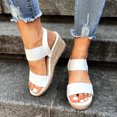 thumbnail image 4 of 1 Pair Slip-on Elastic Ankle Strap Women Sandals Braided Linen Rope Womens Open Toe Platform Sandals Footwear, 4 of 8