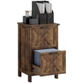 thumbnail image 1 of HOMCOM 2 Drawer Vertical File Cabinet with Silent Slides, Rustic Farmhouse Filing Cabinet with Barn Doors for A4/Letter Size, Printer Stand with Storage for Home Office, Rustic Brown, 1 of 5