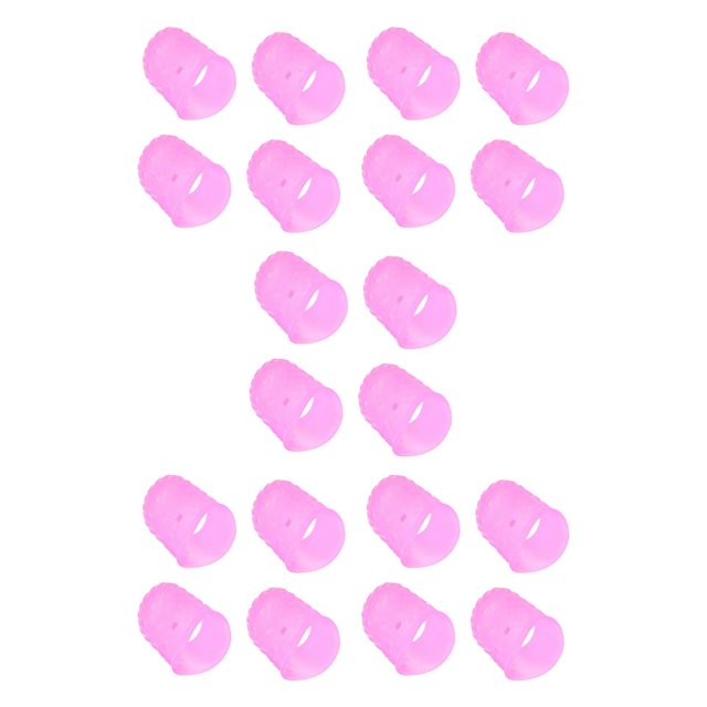 QualitChoice 4pcs Guitar Playing Left Hand Fingertip Ukulele Guitar Fingertip Silicone Protective Cover Pink L 5Set