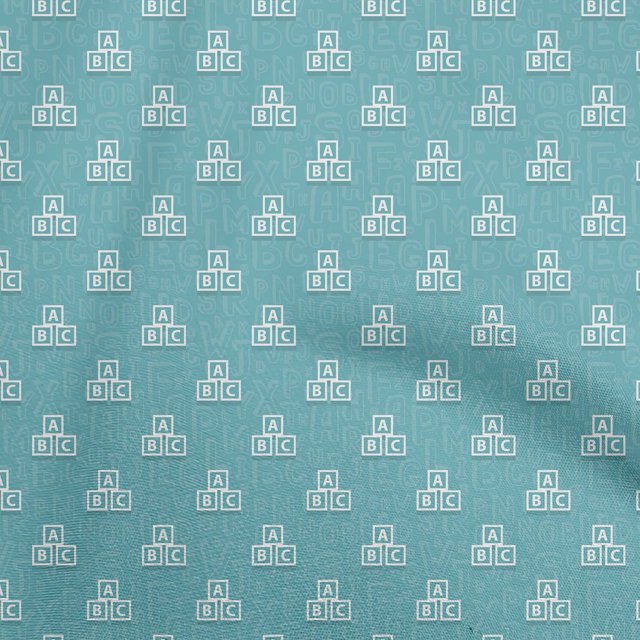 oneOone Viscose Chiffon Light Blue Fabric Kids Alphabet Craft Projects Decor Fabric Printed By The Yard 42 Inch Wide