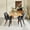 Chaises de table en tissu gris naturel, variante sur Ensemble table à manger Homy Casa 160 cm avec 1 table et 4 chaises à dossier haut, plateau en noyer moderne à bords ondulés, revêtement en tissu naturel, revêtement en tissu gris