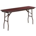thumbnail image 1 of 18'' x 60'' Rectangular High Pressure Mahogany Laminate Folding Training Table, 1 of 4