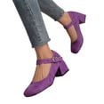 thumbnail image 3 of Kcodviy Chaussures Habillées en Cuir pour Femmes, Couleur Unie, Boucle, Bout Rond, Talons Épais en Cuir, Chaussures à Talons Hauts, 3 of 8
