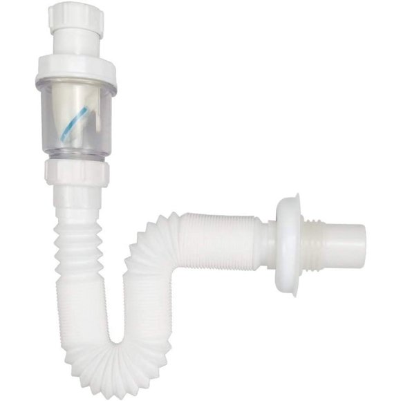 Woeilo 1-1/4 Inch Anti-Odor Expandable Flexible Universal Sink Drain Pipe Wash Basin S Tube Down Tube P Trap Tubing (1 1/4 A) White