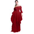 thumbnail image 3 of Yourumao Gothic Dresses for Women Renaissance Retro Solid Dress Plus Size Off Shoulder Maxi Dress Flared Sleeve Cosplay Costume Fall Winter Medieval Court Dress, 3 of 6
