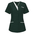thumbnail image 1 of Hauts de Sarrau d'Infirmière pour Femmes Légers Uniformes d'Entretien à Manches Courtes Col en V Sarraus Uniforme avec Poches, 1 of 2