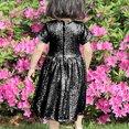 thumbnail image 3 of LOVZFMLL Robe pour Enfant 3-8 Ans, Mode, Couleur Unie, Paillettes, Fermeture Éclair, Manches Courtes, Col Rond, 3 of 5