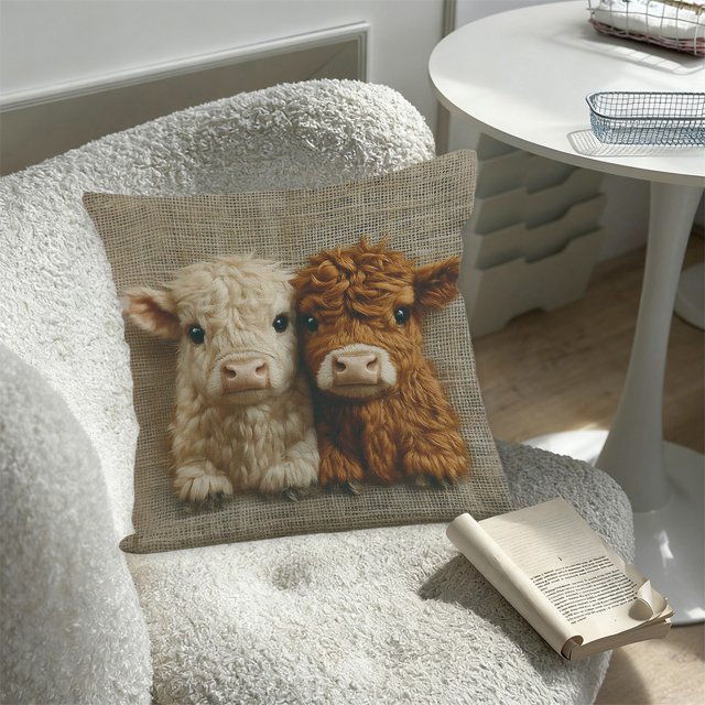 weibbin Housse de Coussin en Lin Multicolore Imprimée 17.7x17.7 Pouces Style Ferme pour Canapé Lit Salon Déco Maison