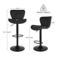 thumbnail image 3 of Hawsaiy Modern Bar Stools Set of 2, Adjustable Faux Leather Upholstered Swivel Bar Stools, Counter Height Bar Chairs with Back for Kitchen Island, Black, 3 of 6