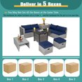 thumbnail image 3 of Patiojoy 9 Pieces Outdoor Patio Furniture Set with 32-Inch Propane Fire Pit Table Outdoor PE Wicker Space-Saving Sectional Sofa Set with Storage Box and Cushions Navy, 3 of 9