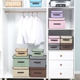 thumbnail image 3 of LSLJS 2 Pcs Petits Bacs de Rangement avec Couvercles Panier de Rangement pour Garde-Robe avec Poignée, Boîte de Rangement Pliable en Tissu avec Couvercles pour Garde-Robe de Vêtements, Literie Jouets Livres Documents, 3 of 3