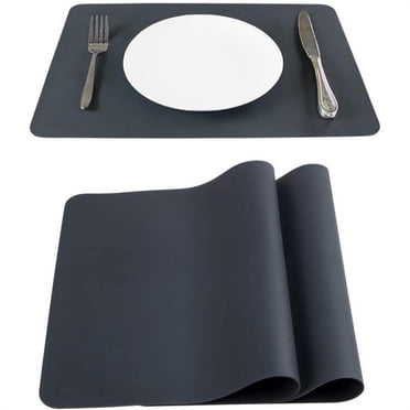 Napperons en Silicone, Napperons en Caoutchouc Imperméables, Napperons de Table Lavables, Napperons de Cuisine et de Salle à Manger Faciles à Nettoyer, Napperons Essuyables pour Enfants (Noir)