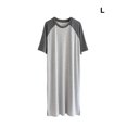 thumbnail image 4 of Chemise de Nuit pour Homme en Coton Raglan, Vêtement de Nuit Léger, Robe de Pyjama Respirante à Col Rond, Chemise de Sommeil à Empiècements, Nuisette Gris Foncé/gris Pâle L, 4 of 9