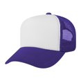 thumbnail image 2 of TOPTIE Adult 5 Panel Mid Profile Mesh Back Trucker Hat Foam Snapback Hat-Purple/White, 2 of 9