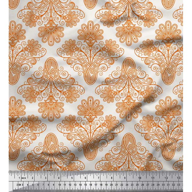 Soimoi Poly Georgette Fabric Swirls & Paisley Decor Fabric Printed Yard 52 Inch Wide