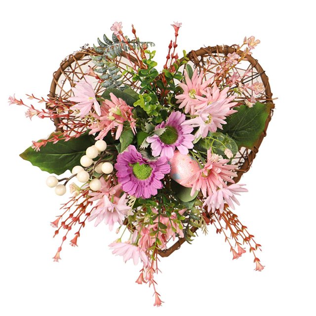 pitrice Couronne de Pâques Guirlande Œufs Colorés Intérieur Extérieur Couronne de Printemps Cœur