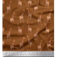 thumbnail image 1 of Soimoi Brown Georgette Viscose Fabric Dot & Giraffe Animal Decor Fabric Printed BTY 42 Inch Wide, 1 of 3