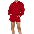 thumbnail image 1 of IROINNID Sweatsuit For Women 2 Pieces Set Reduced Solid Set Tracksuit Pullover Sport Hoodless Suit Sets Jogging Suit,Red, 1 of 9