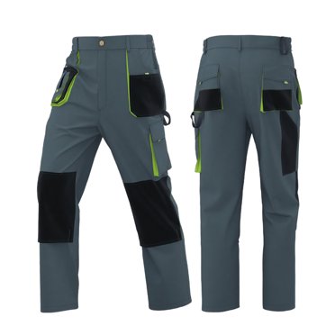 Erwazi Men's Utility Work Heavy Duty Construction Workwear Pants Carpenter Knee Reinforcement Trousers Color Block Safety Pants with Multi Pocket