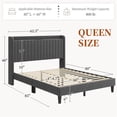 thumbnail image 3 of Yaheetech Velvet Upholstered Bed Frame with Charging Outlets & USB Ports, Queen, Dark Gray, 3 of 6
