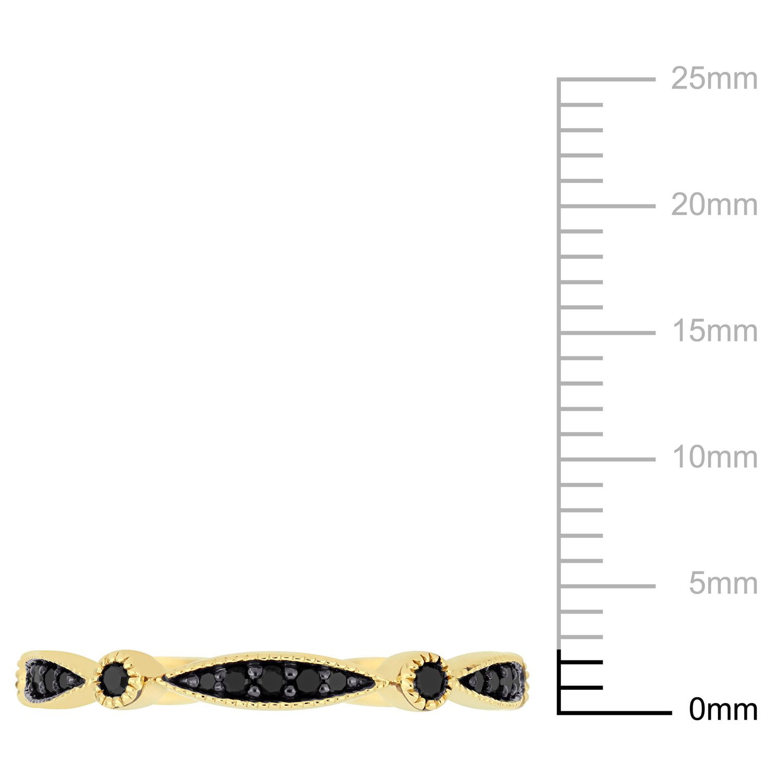 Bague d'anniversaire de style éternité Asteria avec diamants noirs 1/4 CT poids total, en or jaune 10K