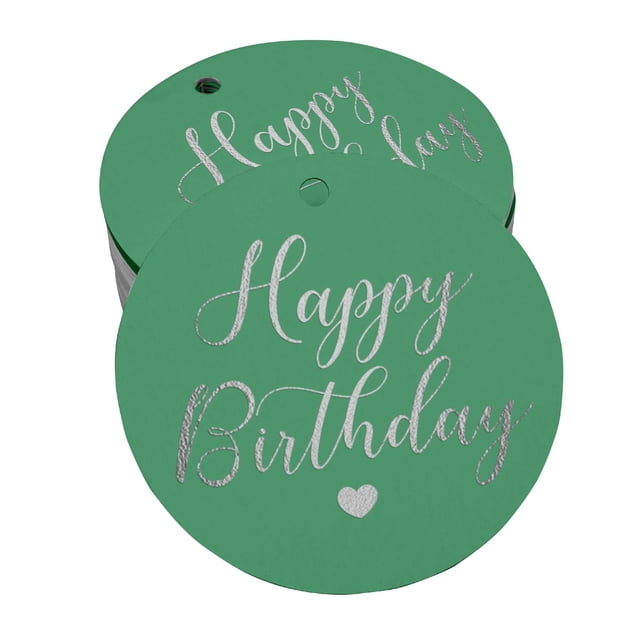 Inkdotpot Pack Of 100 Happy Birthday Favor Paper Tags Craft Real Silver Foil Hang Tags