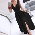 thumbnail image 4 of Gspmoly Robes pour Femmes, Mode Féminine Décontractée Angleterre Ample Sans Manches Uni Col en V Robe Longueur au Sol Robes Formelles pour Femmes jusqu'à 65 % de Rabais, 4 of 6