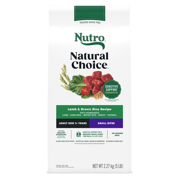 Nutro Natural Choice Petites Bouchées Recette à l'Agneau & au Riz Brun Nourriture Sèche pour Chiens Adultes 4.99kg