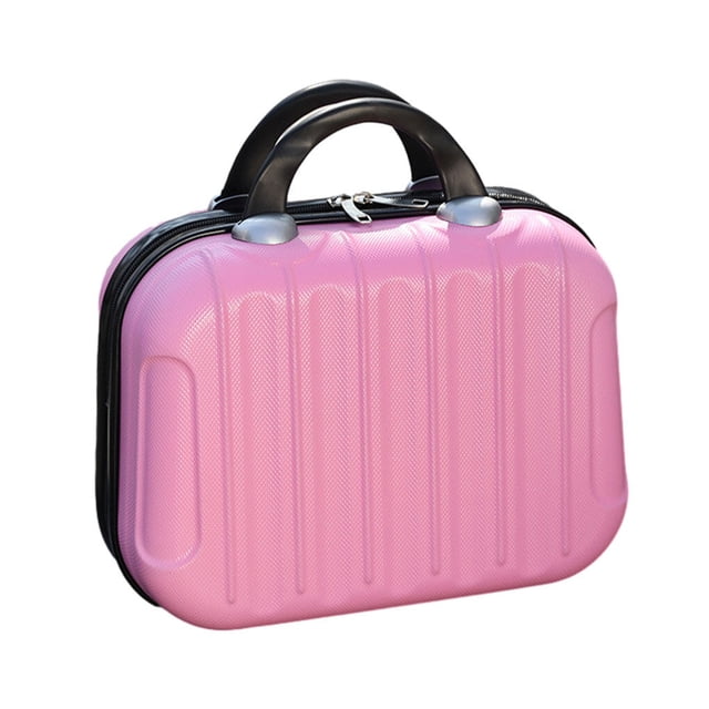 Makeup Storage Organizer Travel ABS with Handle Toiletry Suitcase Box Mini Boarding Luggage Cosmetic Case Large Capacity Bag Pink